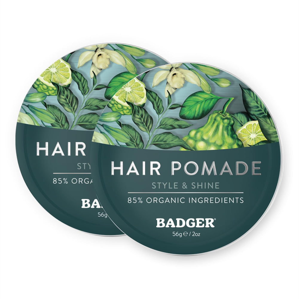 Badger Hair Pomade compact tin for on-the-go styling with nourishment.