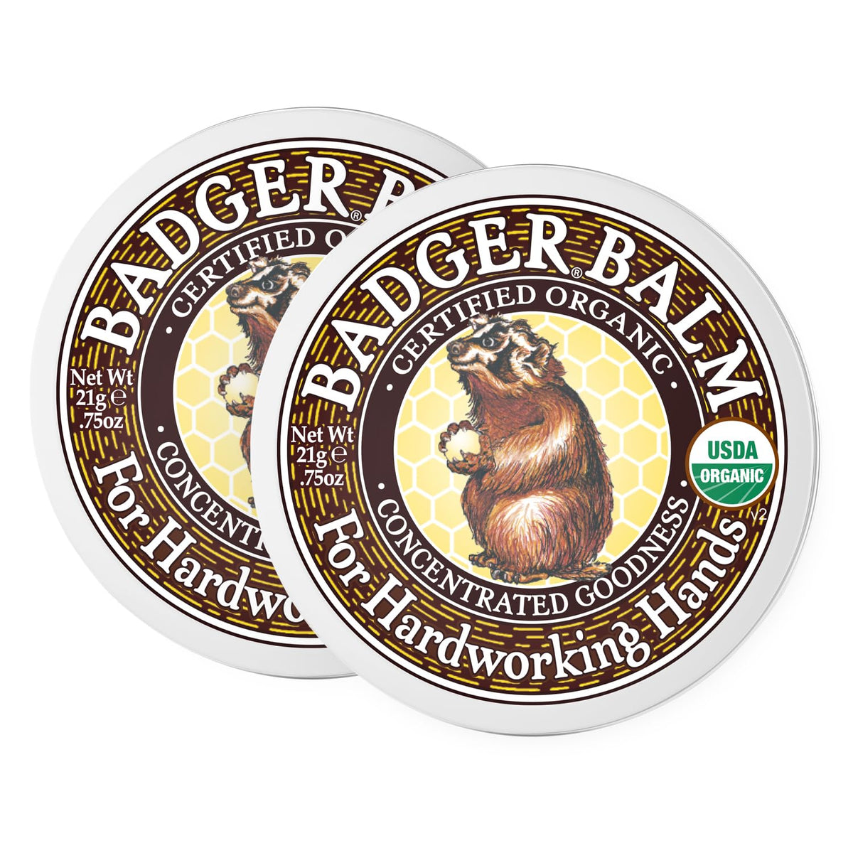 Badger Healing Balm tin front view, soothing dry hands naturally.