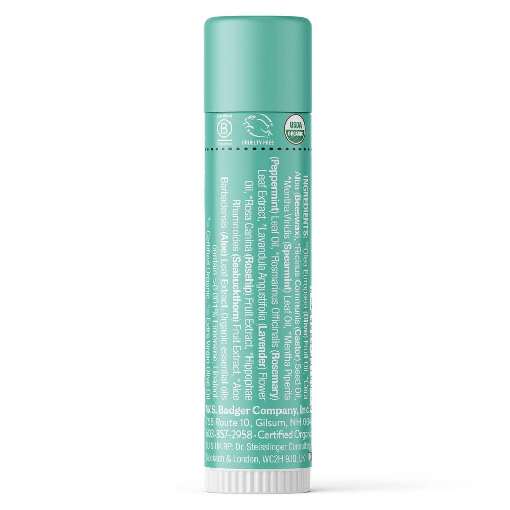 Badger Highland Mint Lip Balm four-pack for soft, shiny lips all day