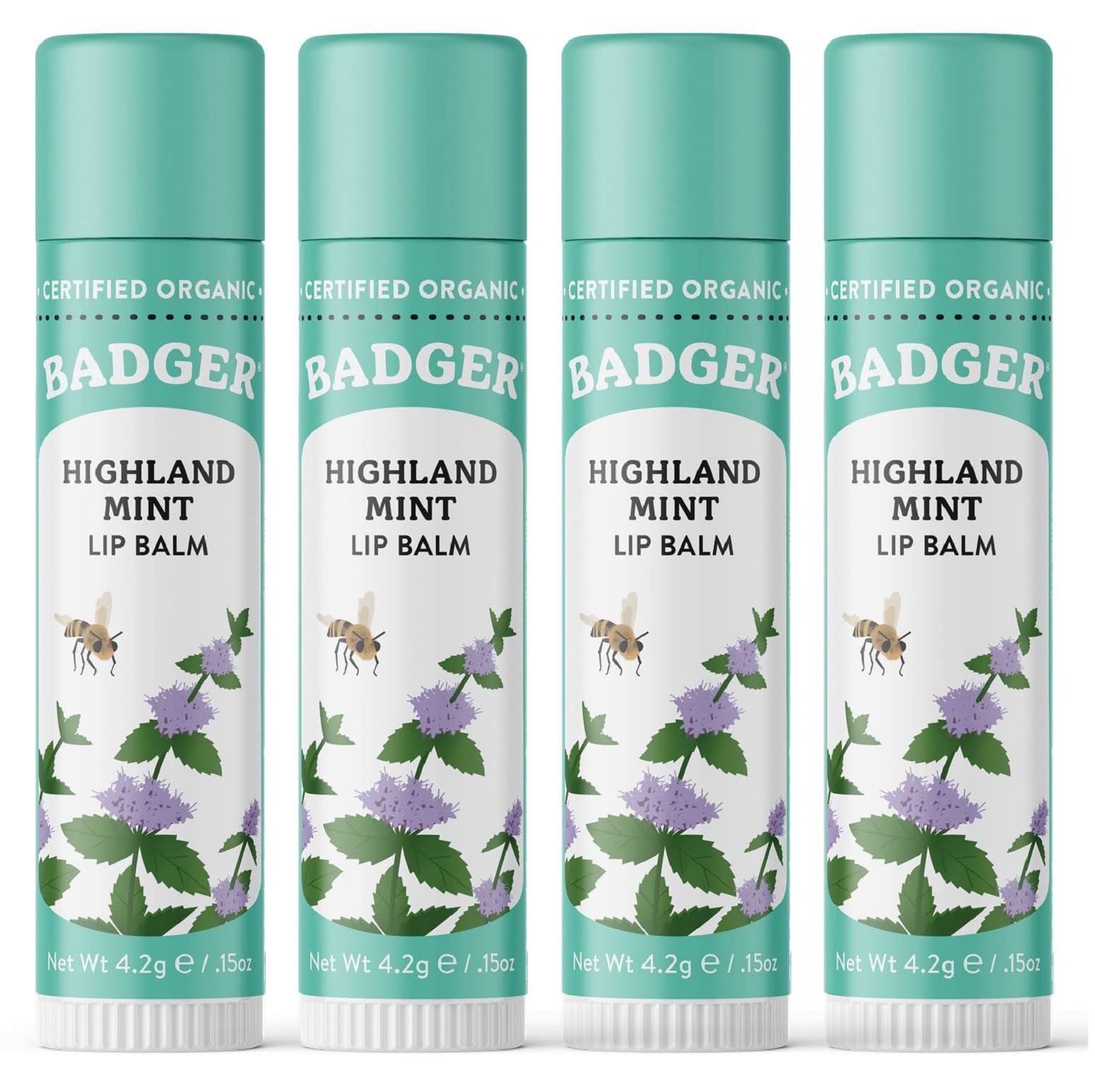 Badger Highland Mint Lip Balm twist shows silky glide for long-lasting moisture