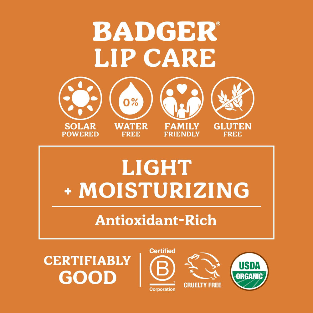 Badger Lavender Orange Lip Balm tube wrap for convenient daily care.