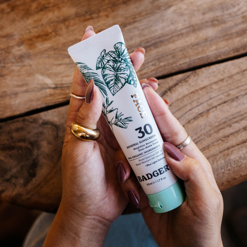 Badger Mineral Daily Vegan Sunscreen Ingredients are GMO-free and reef-safe.