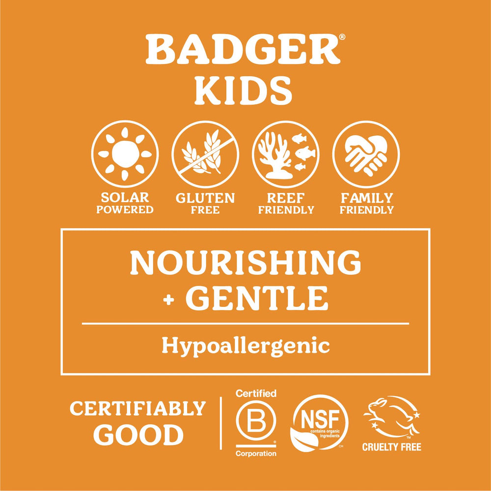 Badger Mineral Kids Sunscreen Face Stick applied clear on skin, leaving no white residue.