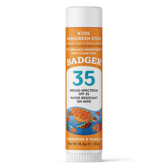 Badger Mineral Kids Sunscreen Face Stick shows a twist-up application for easy, mess-free sun protection.