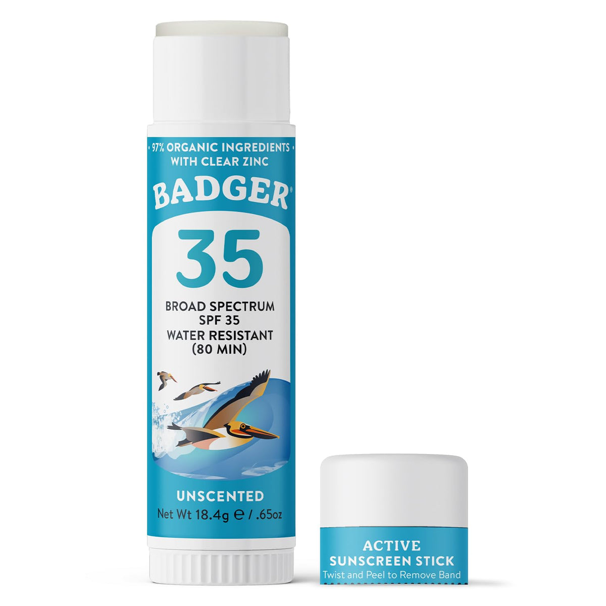 Badger mineral sunscreen face stick SPF 35 in travel size for on-the-go protection