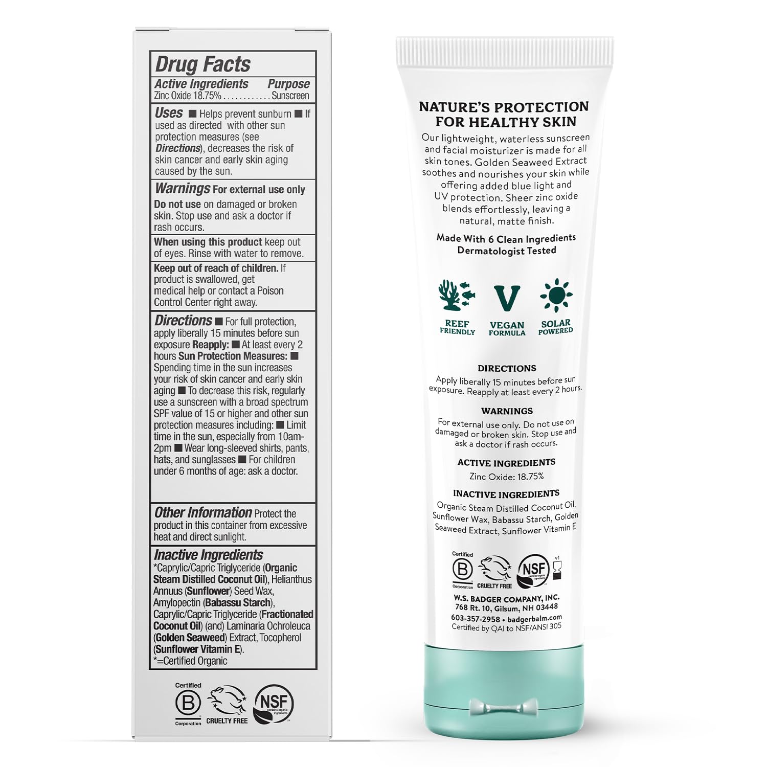 Badger mineral sunscreen with matte finish suitable for all skin tones.