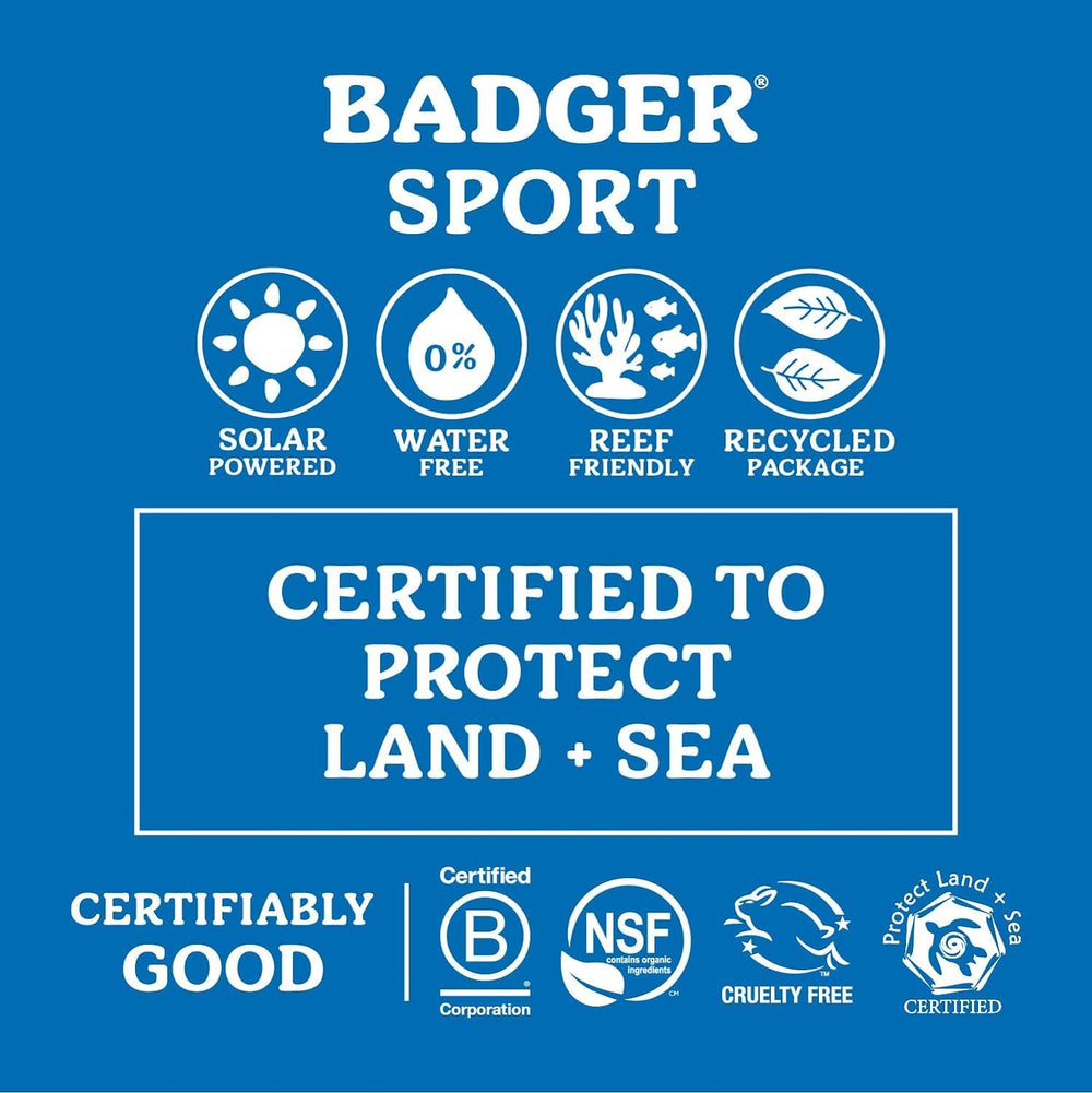 Badger Reef Safe Sunscreen ingredients highlight four-component formula with zinc oxide and organic oils.