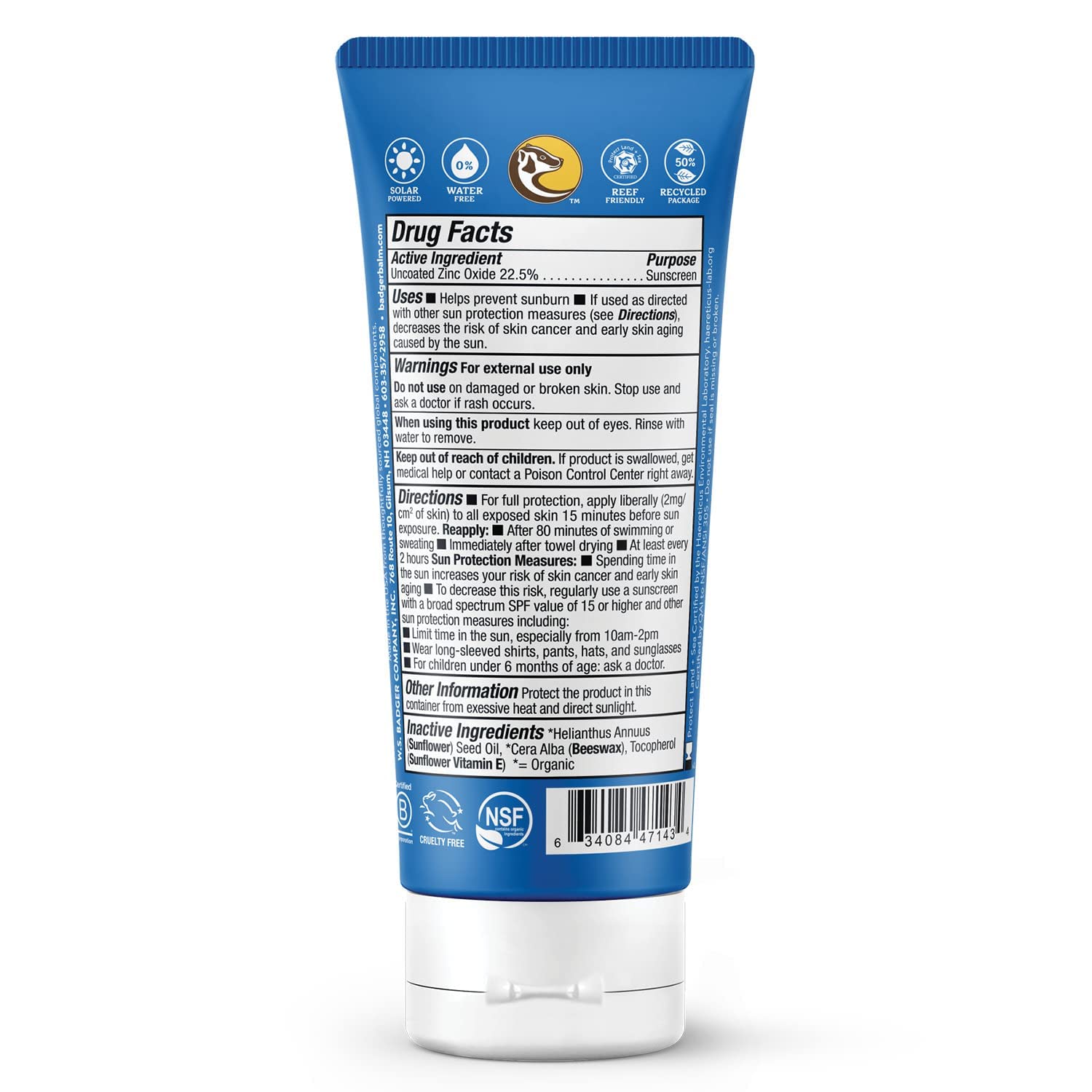 Badger Reef Safe Sunscreen sport application shows easy rub-in and clear finish on skin.