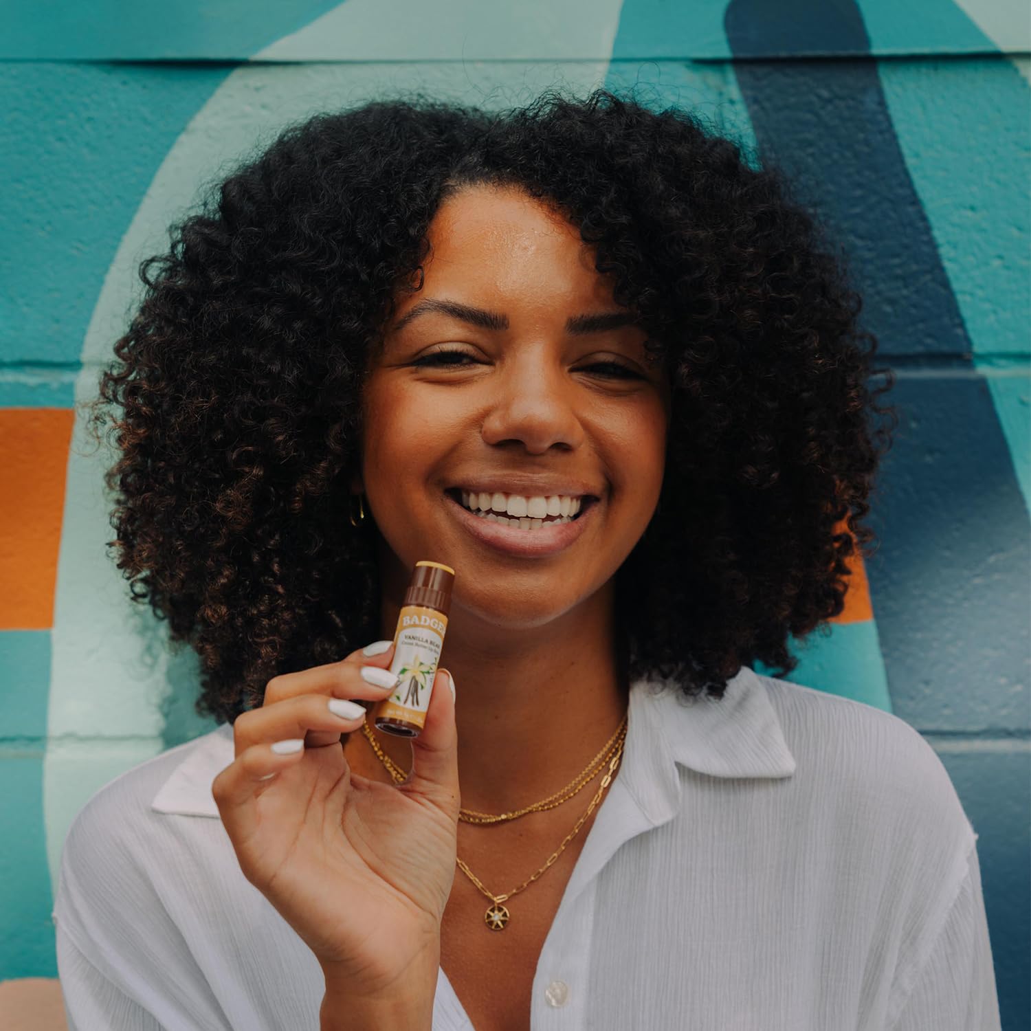 Badger lip balm with vanilla bean scent evokes warm cookies