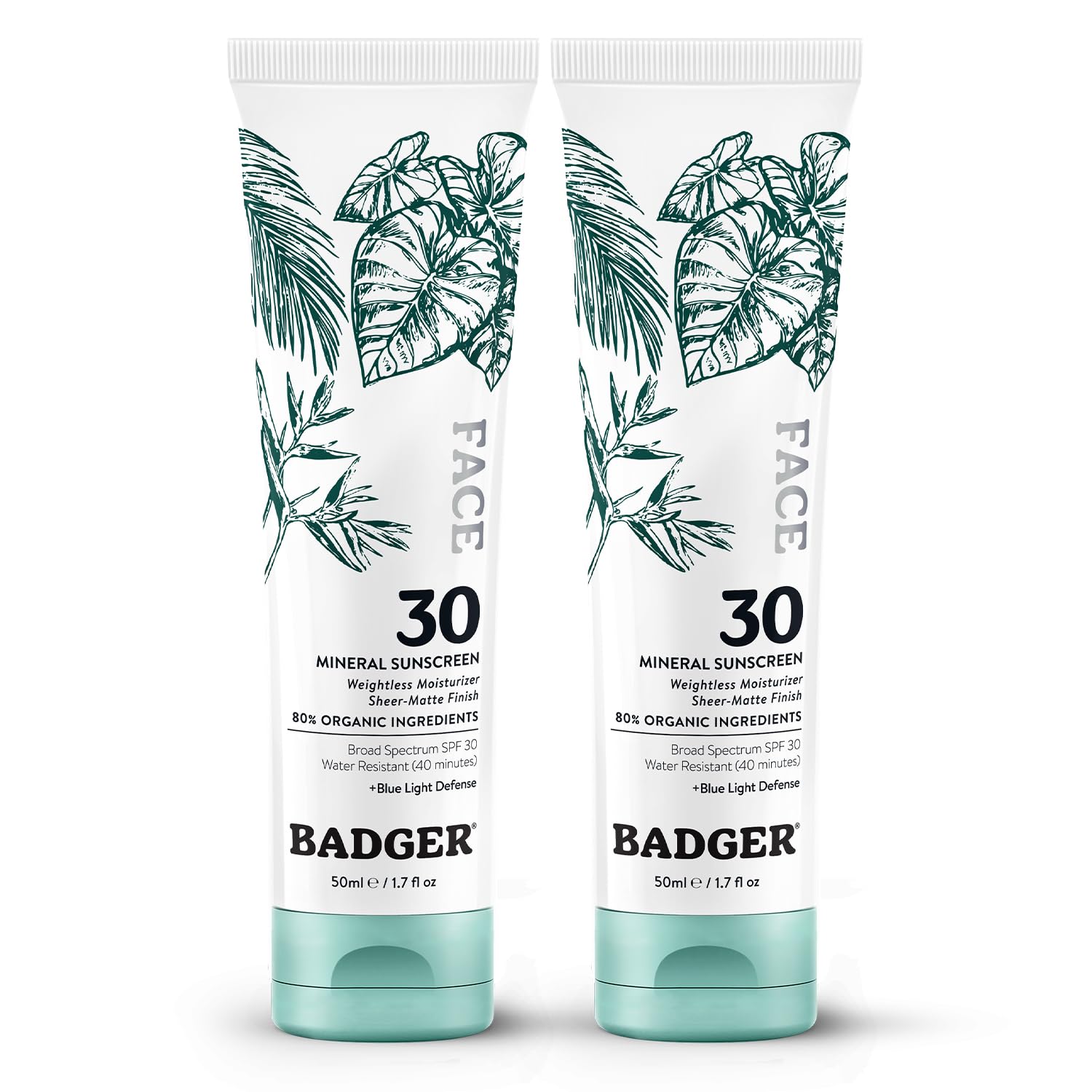 Badger zinc oxide face sunscreen bottle with a sheer matte finish for daily wear