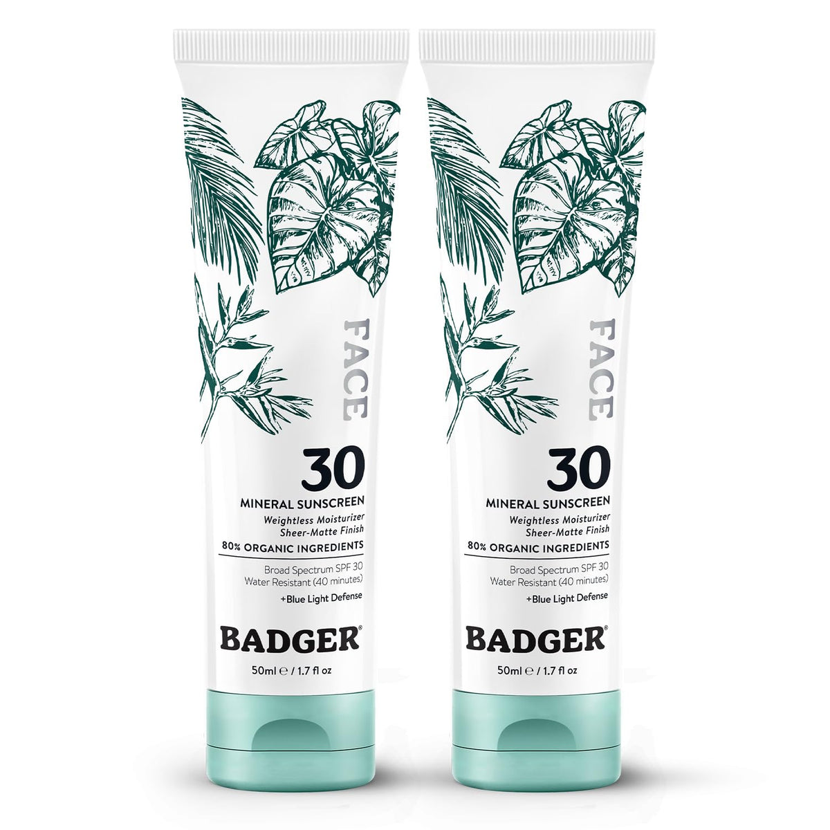 Badger zinc oxide face sunscreen bottle with a sheer matte finish for daily wear