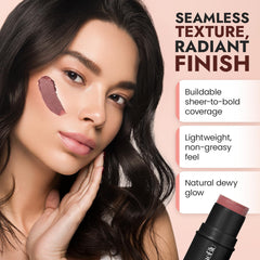 Baeblu cream blush used on lips for subtle color and shine