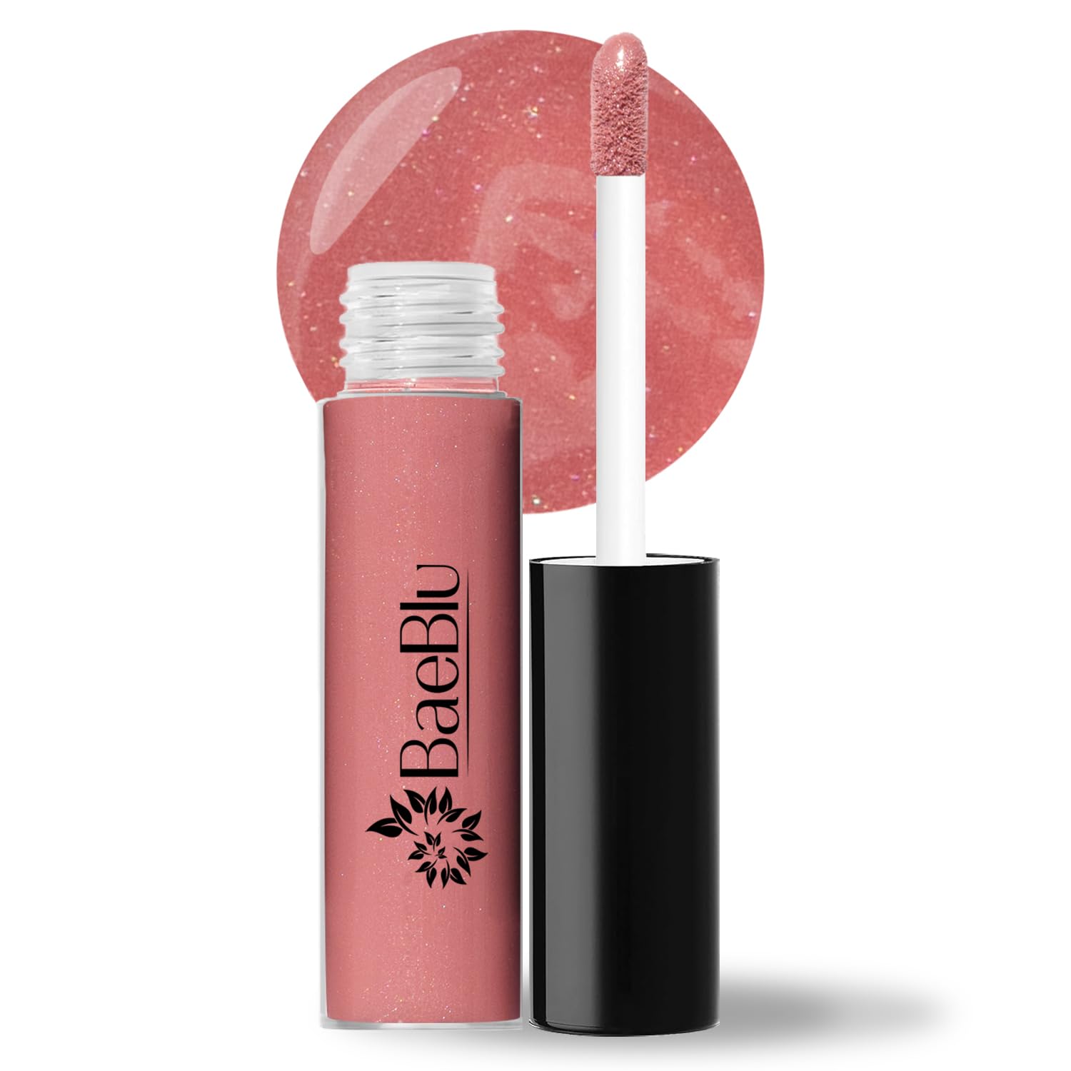 Baeblu Dahlia lip gloss packaging showcases clean, non-toxic branding.