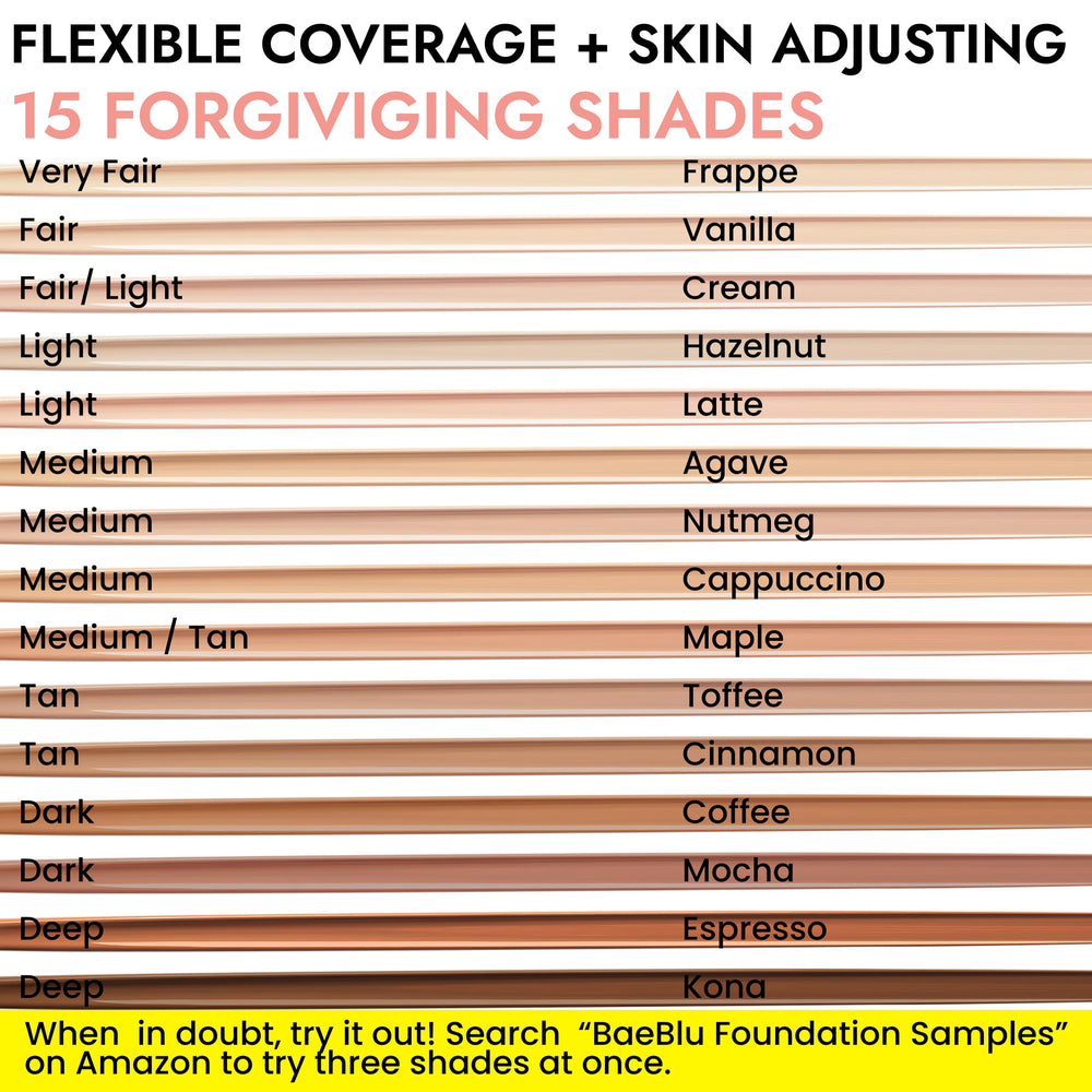 BaeBlu foundation natural glow finish seen on skin after even application.