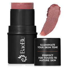 Baeblu Organic Blush Tube Cabernet on skin for a natural, buildable flush