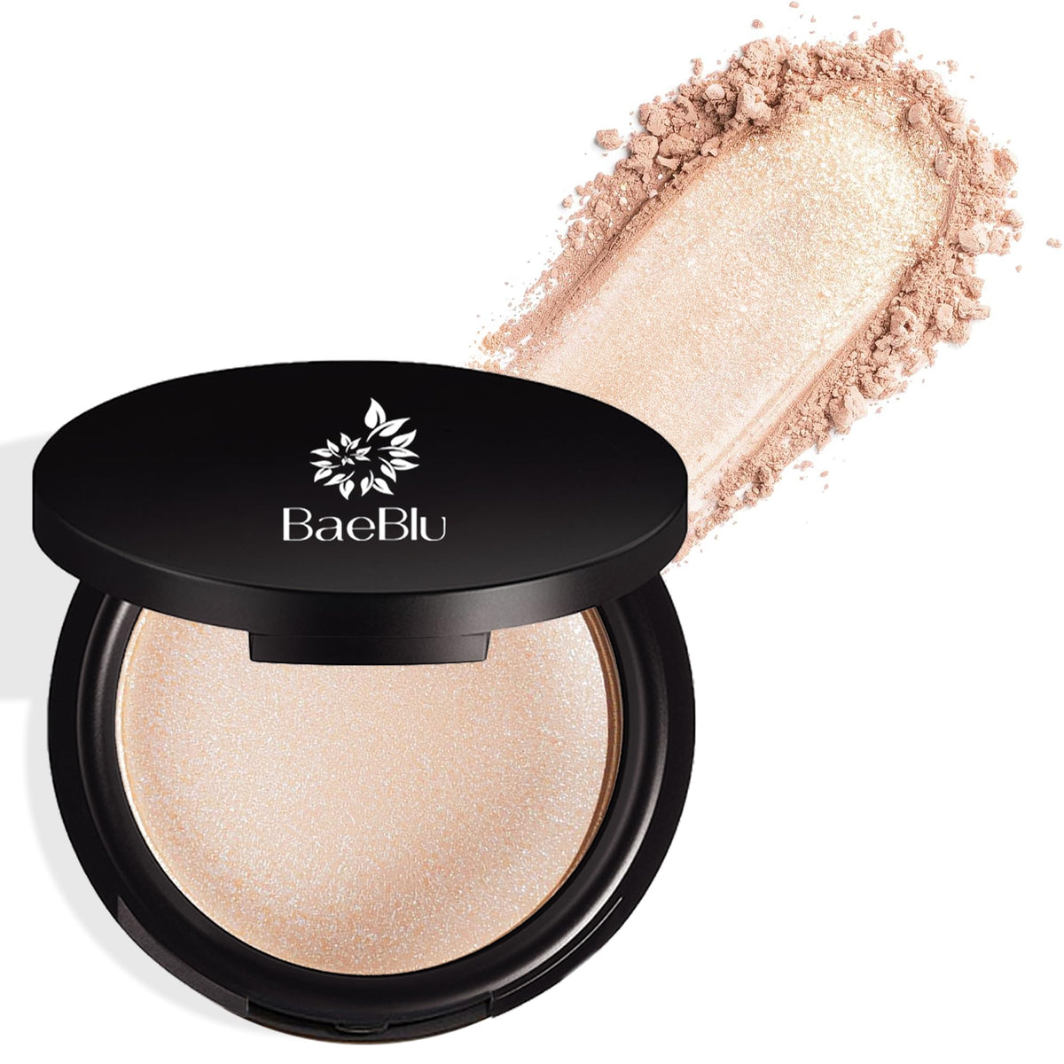 BaeBlu Diamond Dust highlighter compact for subtle radiance on the face