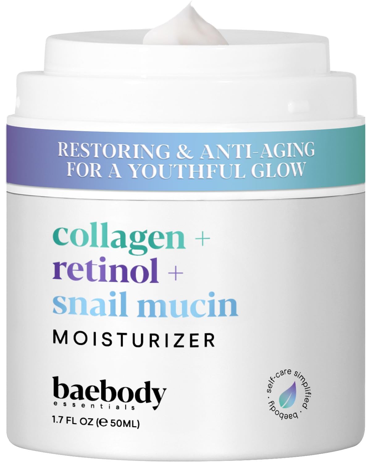 Baebody Collagen Retinol Snail Mucin moisturizer bottle with pump for easy daily use and hydration