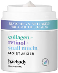 Baebody Collagen Retinol Snail Mucin moisturizer bottle with pump for easy daily use and hydration