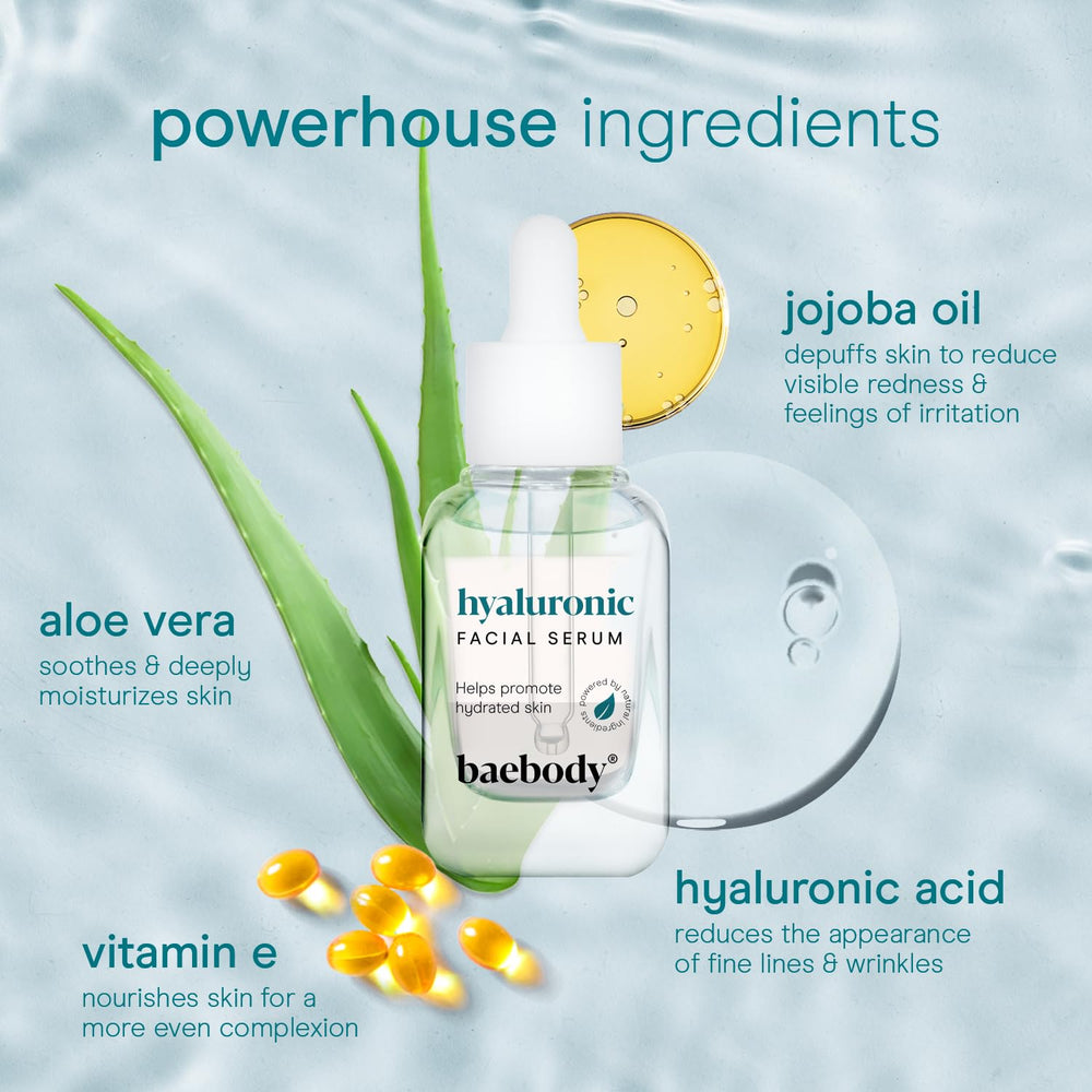 Baebody Hyaluronic Serum on the hand shows lightweight texture.