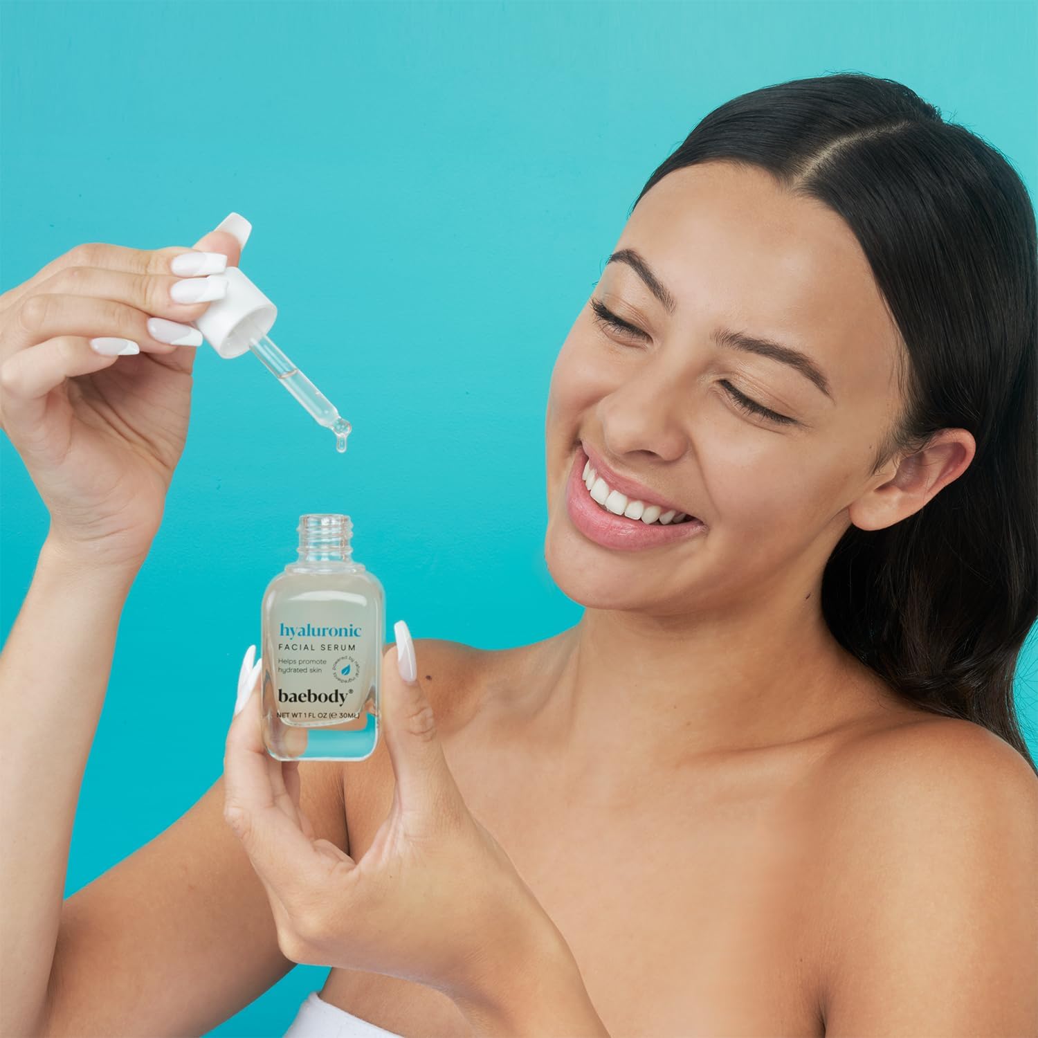 Baebody Hyaluronic Serum under makeup for a smoother base.