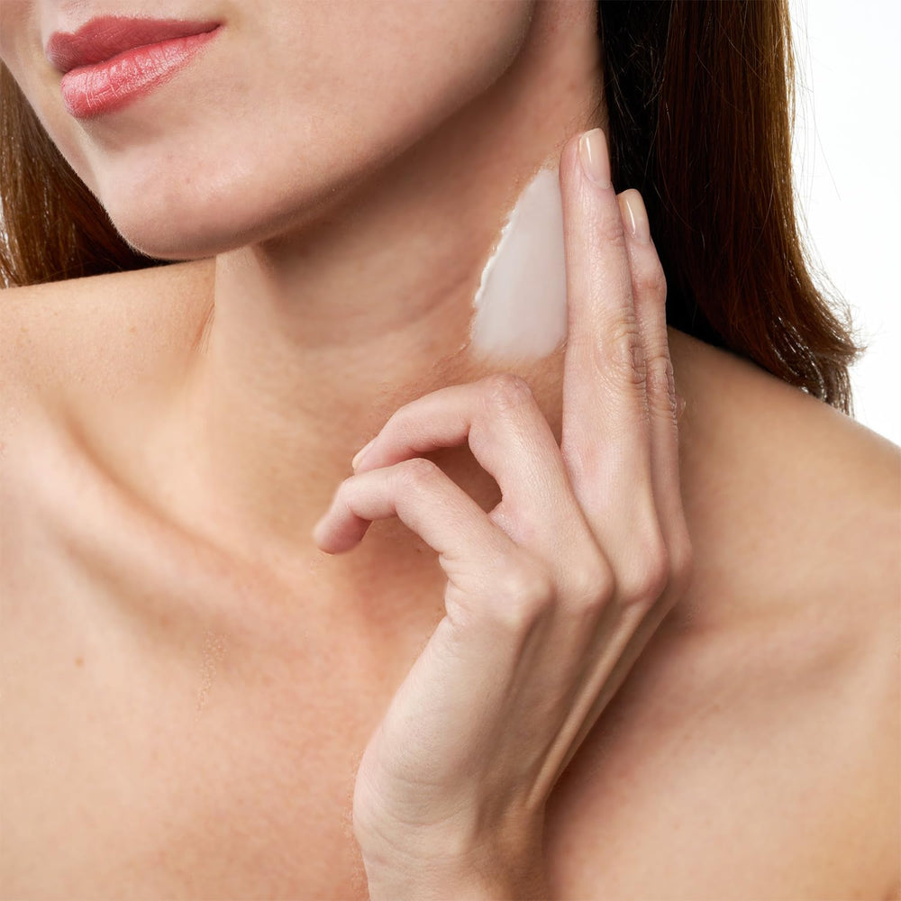 Baebody neck-area closeup shows targeted firming and smoothing.