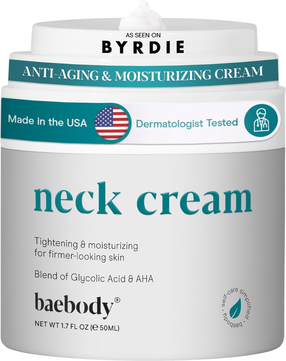 Baebody neck-cream bottle-pump for hygienic, convenient application.