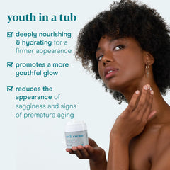 Baebody neck-cream jar closeup shows luxurious texture for neck care.