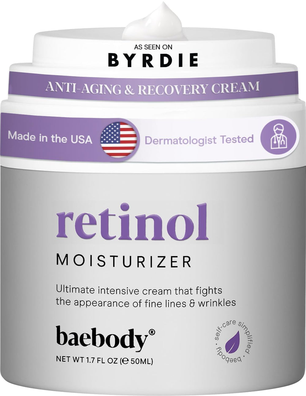Baebody retinol cream bottle with pump for easy nightly use