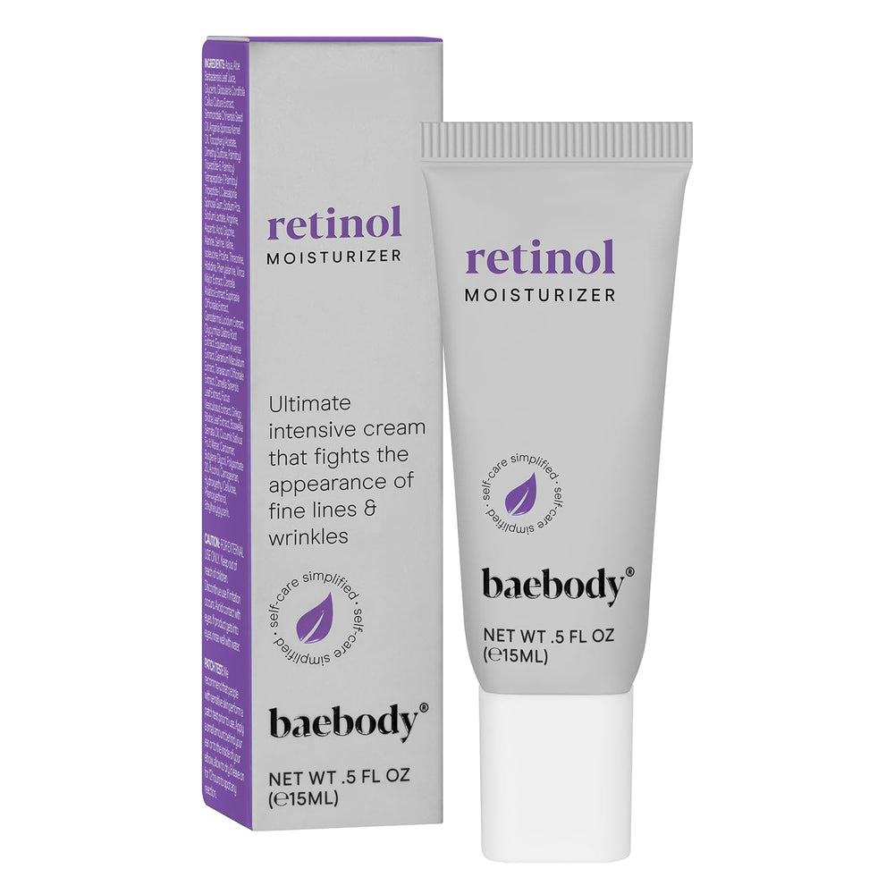Baebody retinol cream packaging shows a travel-friendly beauty solution.