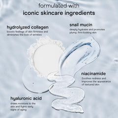 Baebody snail mucin serum applied on clean skin for a dewy finish