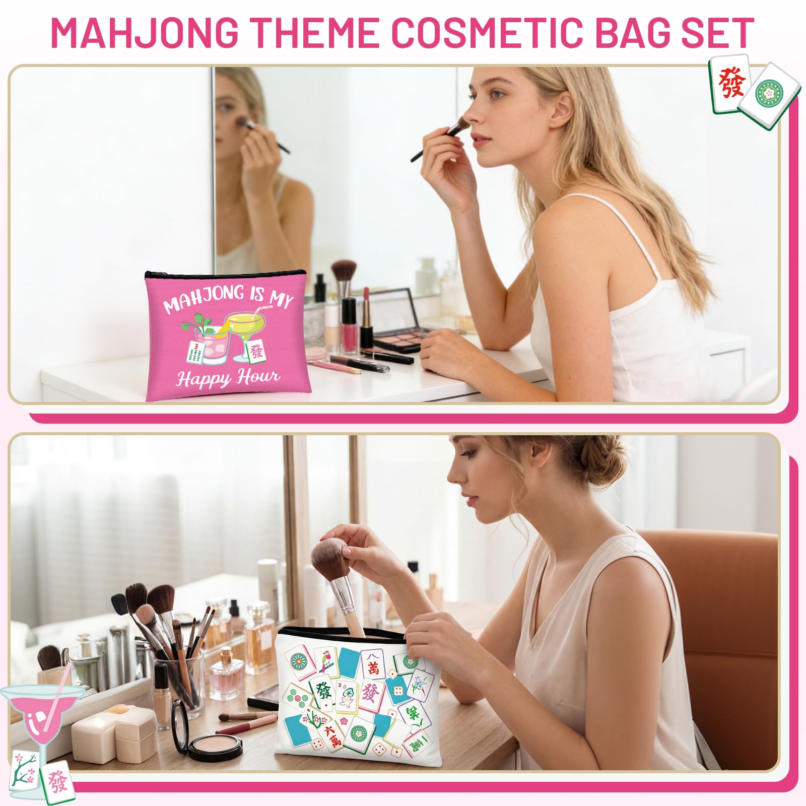 Bafeil gift-ready mahjong cosmetic bag set ideal for fans.