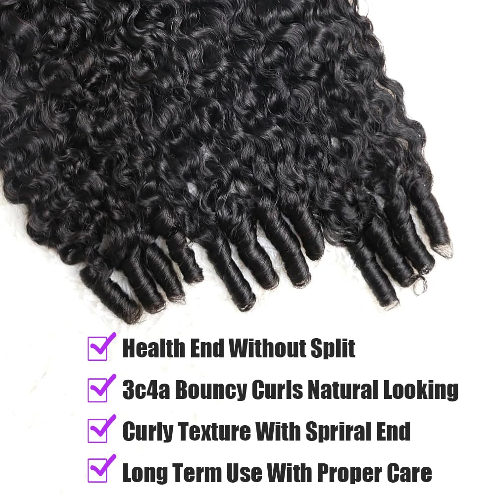 BAFUWIG Burmese Curly Bundles spiral end close-up for defined curl pattern.