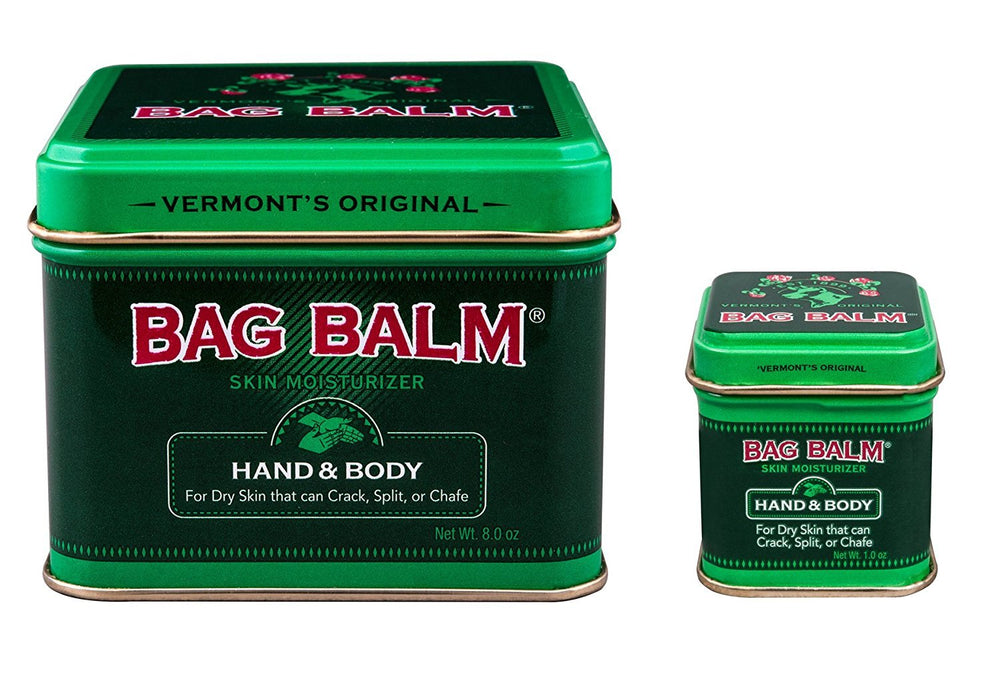 Bag Balm 2-pack image showing 8 oz jar and 1 oz tube for versatile skin care