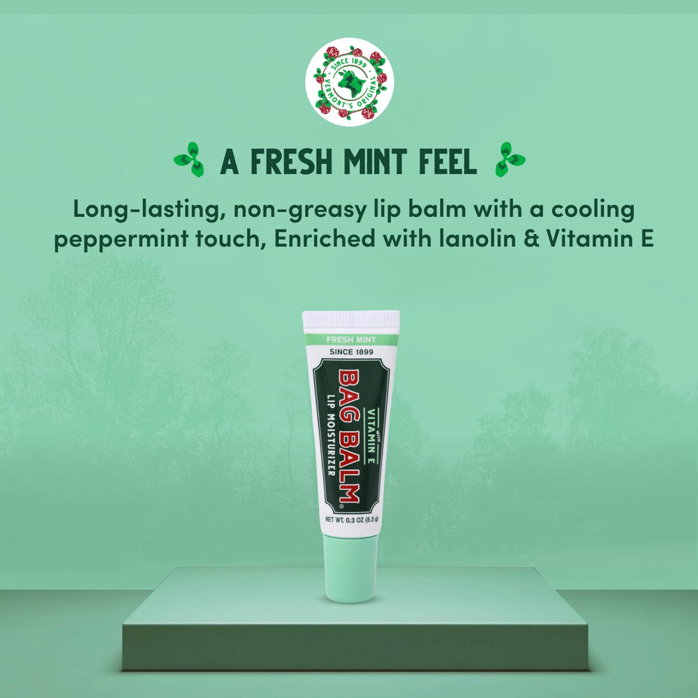 Bag Balm 4-pack 0.3oz tubes for convenient lip care on the go.