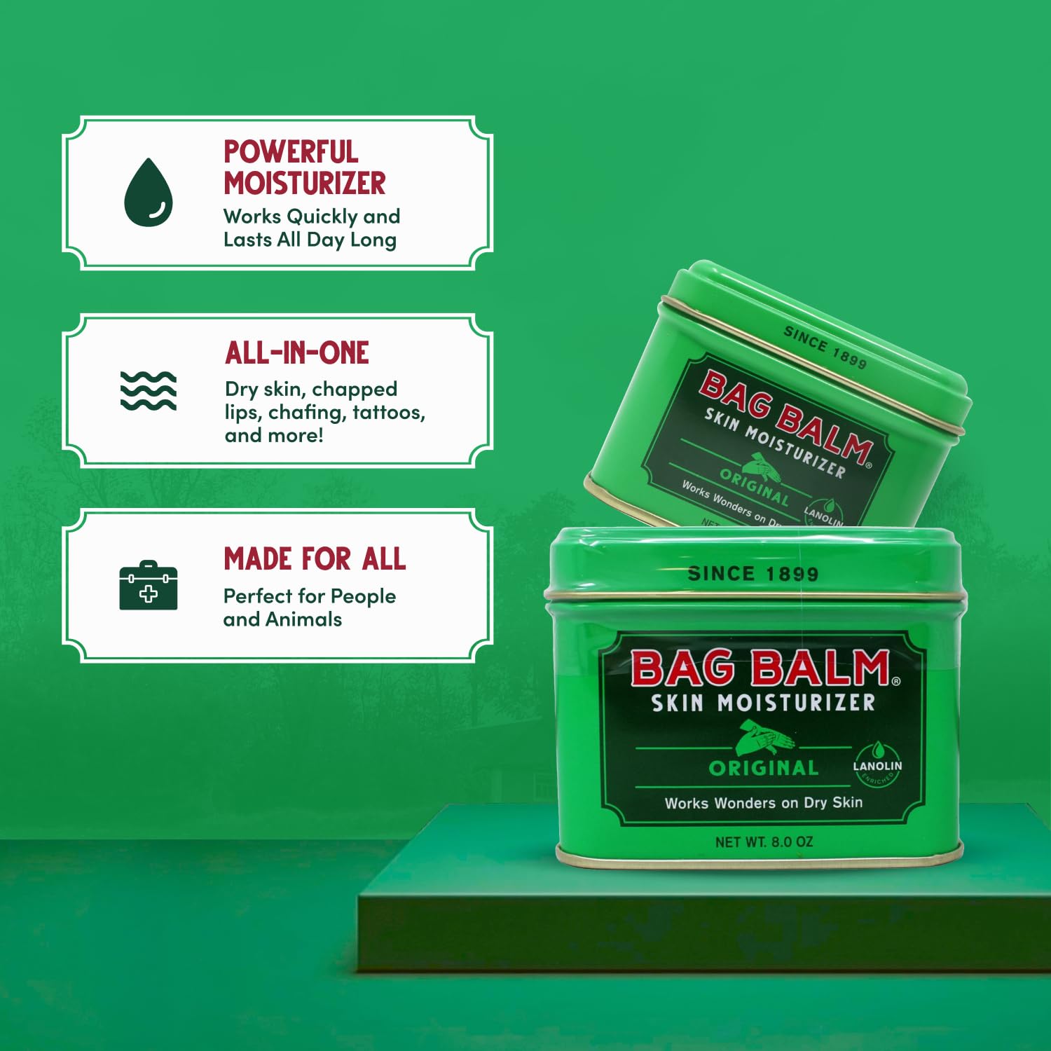 Bag Balm soothes minor cuts and scrapes with nourishing moisturization.