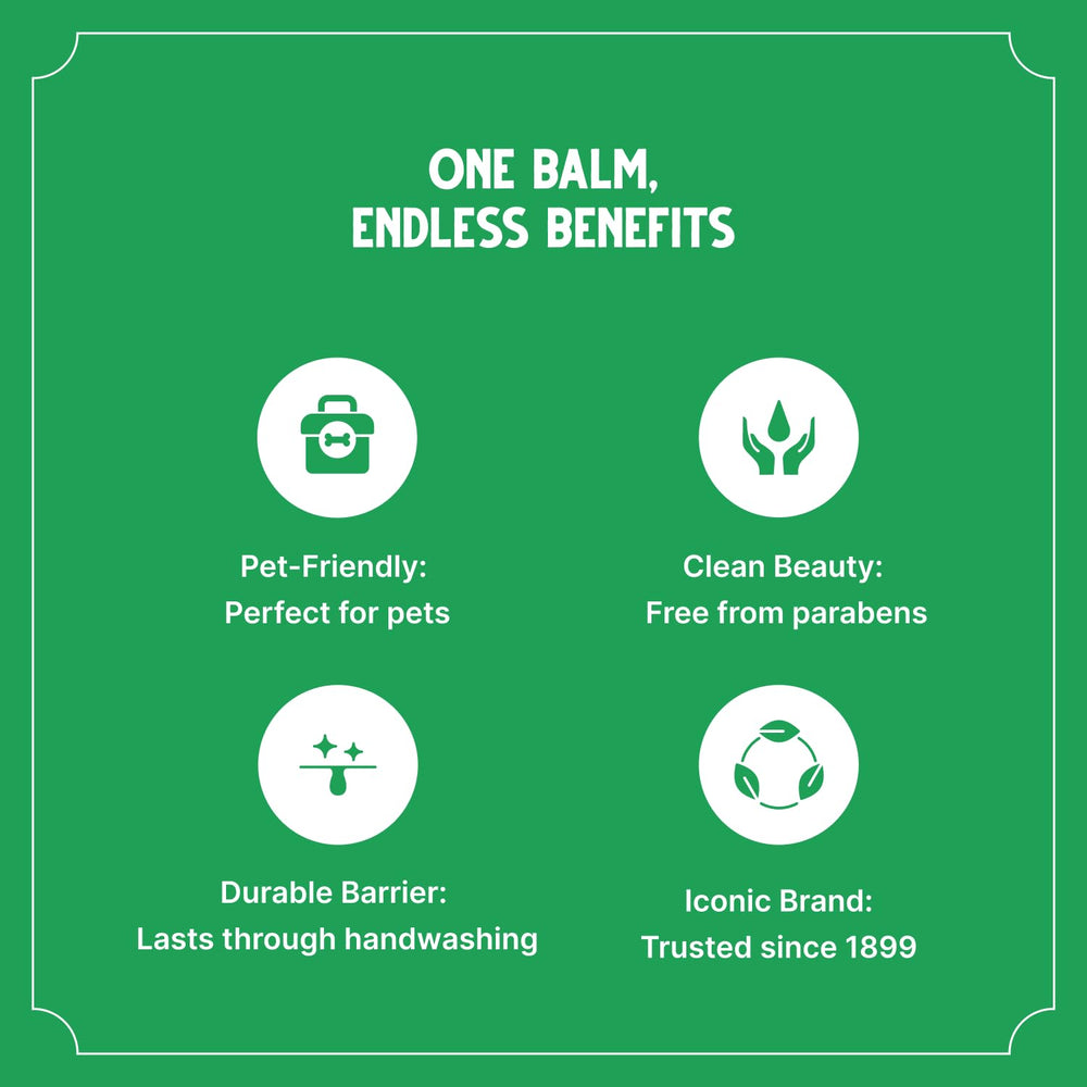Bag Balm pet skin salve on nose and dry patches provides soothing hydration.