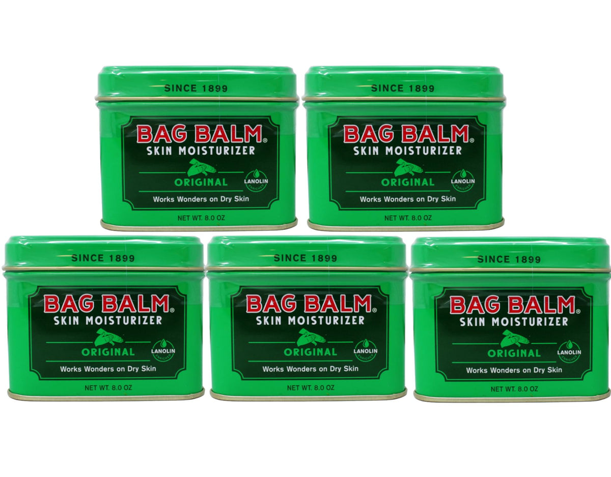 Bag Balm 8 oz jar showcases classic udder balm for dry skin.