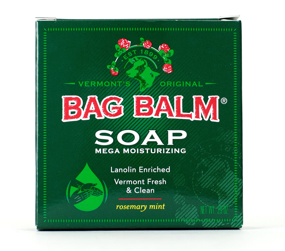 Bag Balm Vermont Mega Moisturising Soap 12-pack display for long-lasting hydration.
