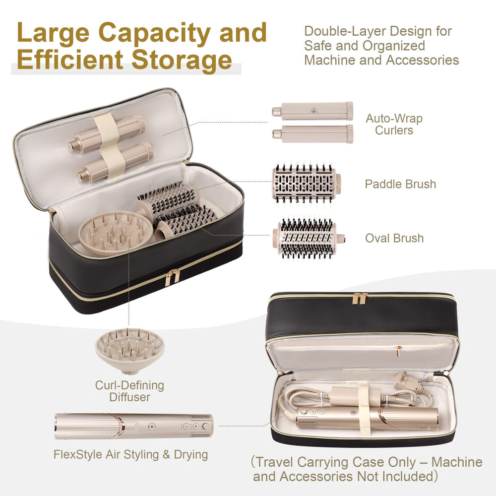 BAGCRAZY Dyson Airwrap travel case double-layer-organization keeps tools separated.
