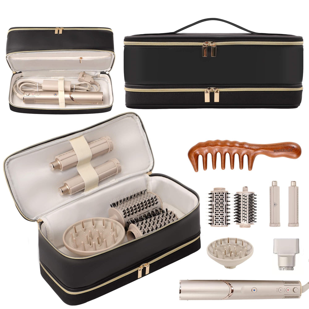 BAGCRAZY Dyson Airwrap travel case outer-shell protects gear during travel.