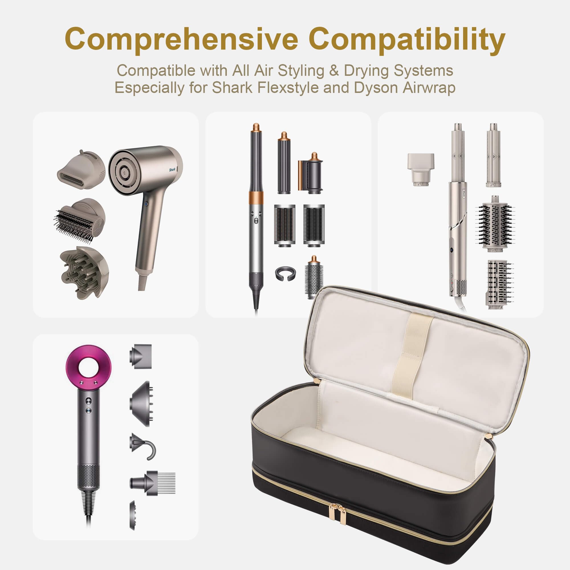 BAGCRAZY Dyson Airwrap travel case portable-handle offers easy carrying for trips.