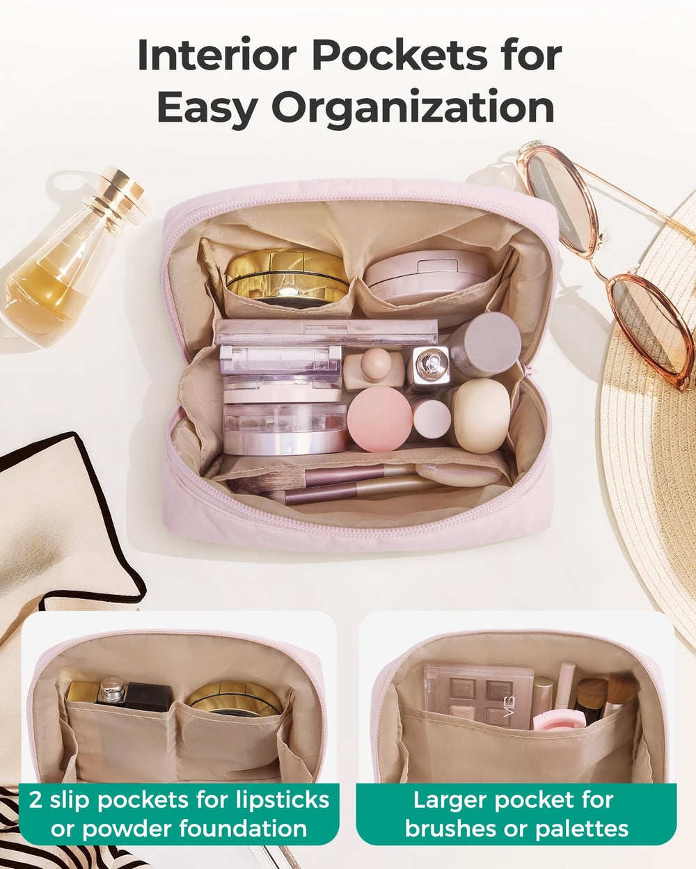 BAGSMART brush pocket design keeps brushes safe upright