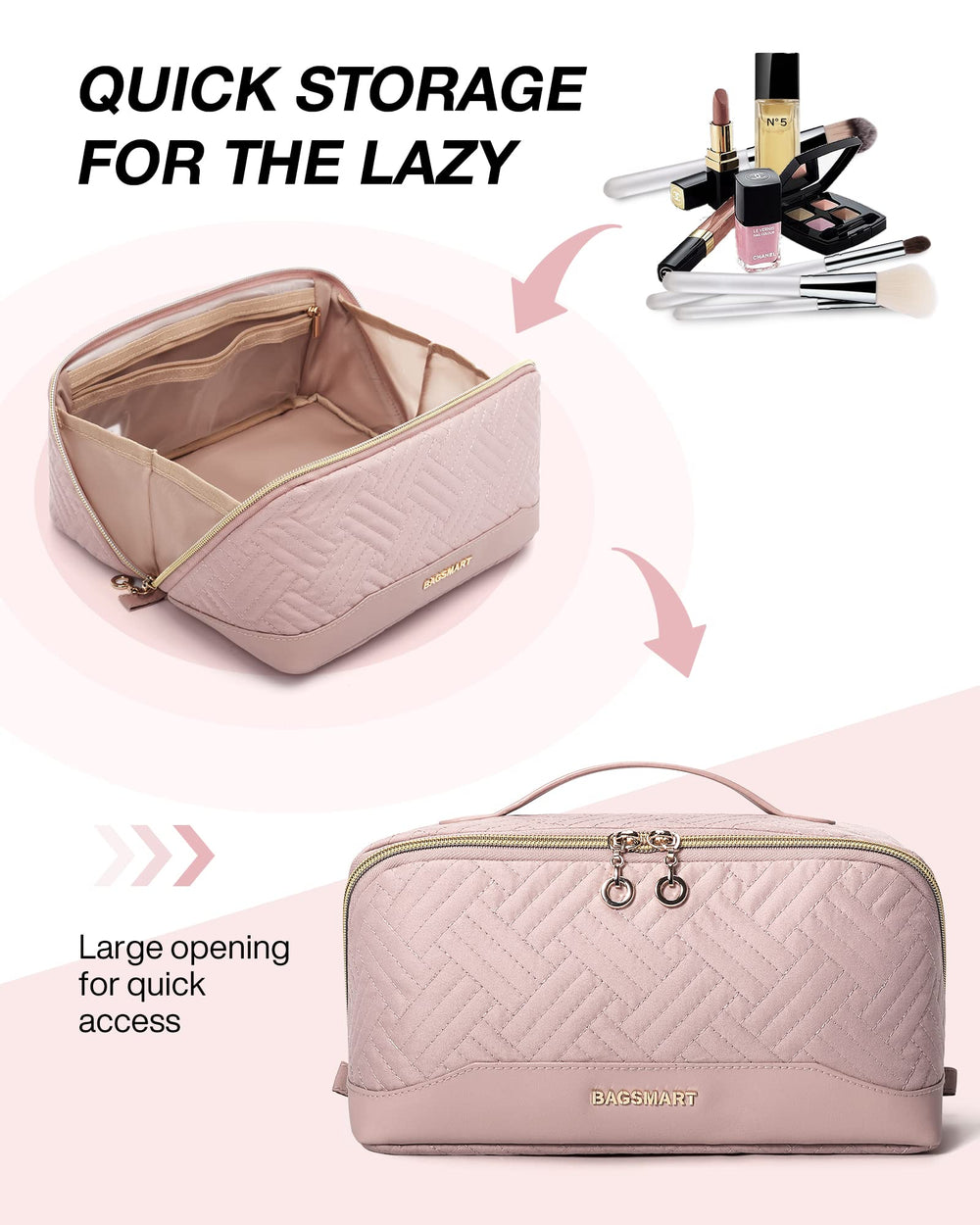 BAGSMART cosmetic bag with multiple pockets for organized tools