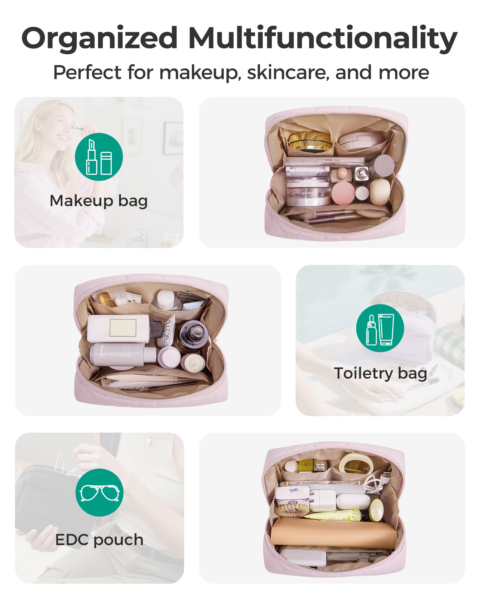 BAGSMART lipstick pocket access speeds makeup application on the go