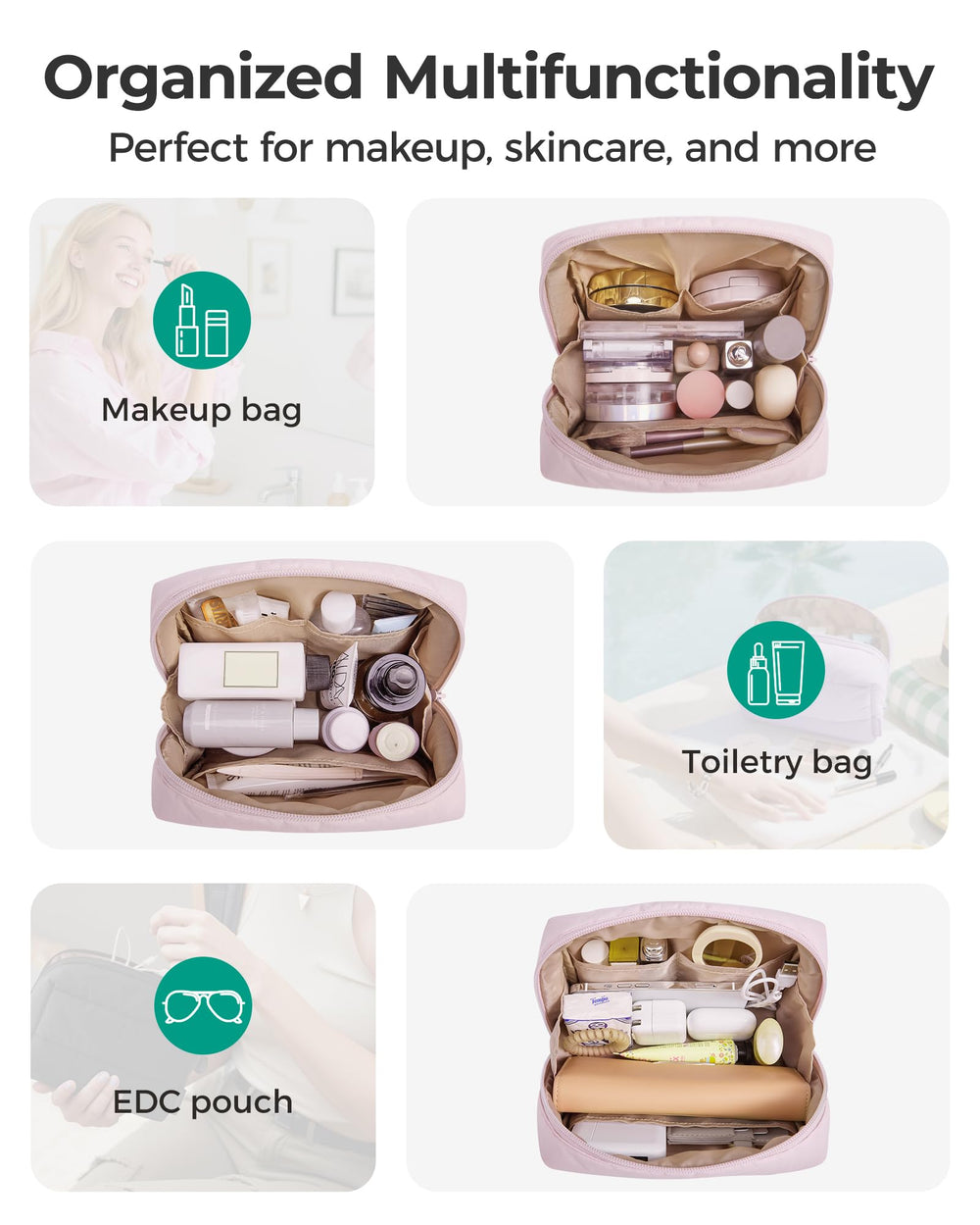 BAGSMART lipstick pocket access speeds makeup application on the go