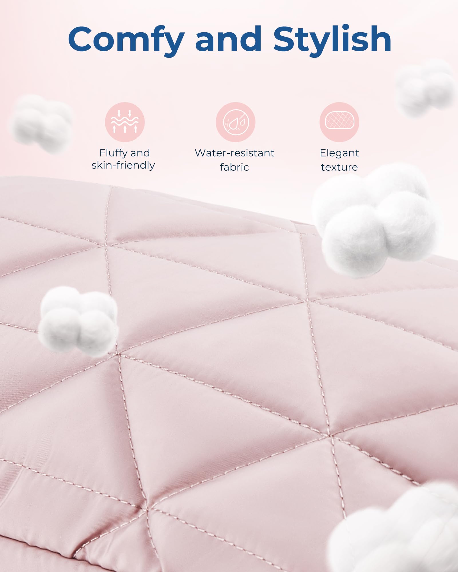 BAGSMART puffy taslan fabric in pink for a luxurious feel