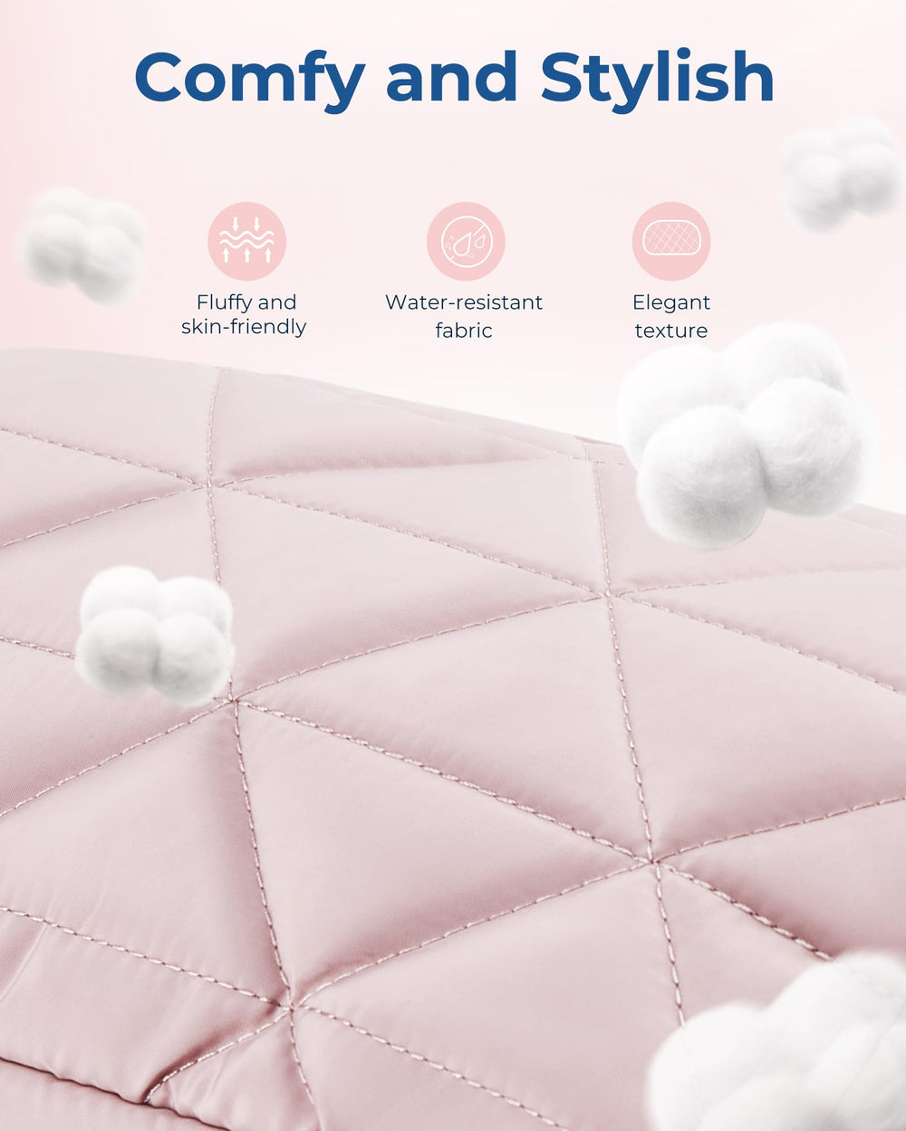 BAGSMART puffy taslan fabric in pink for a luxurious feel