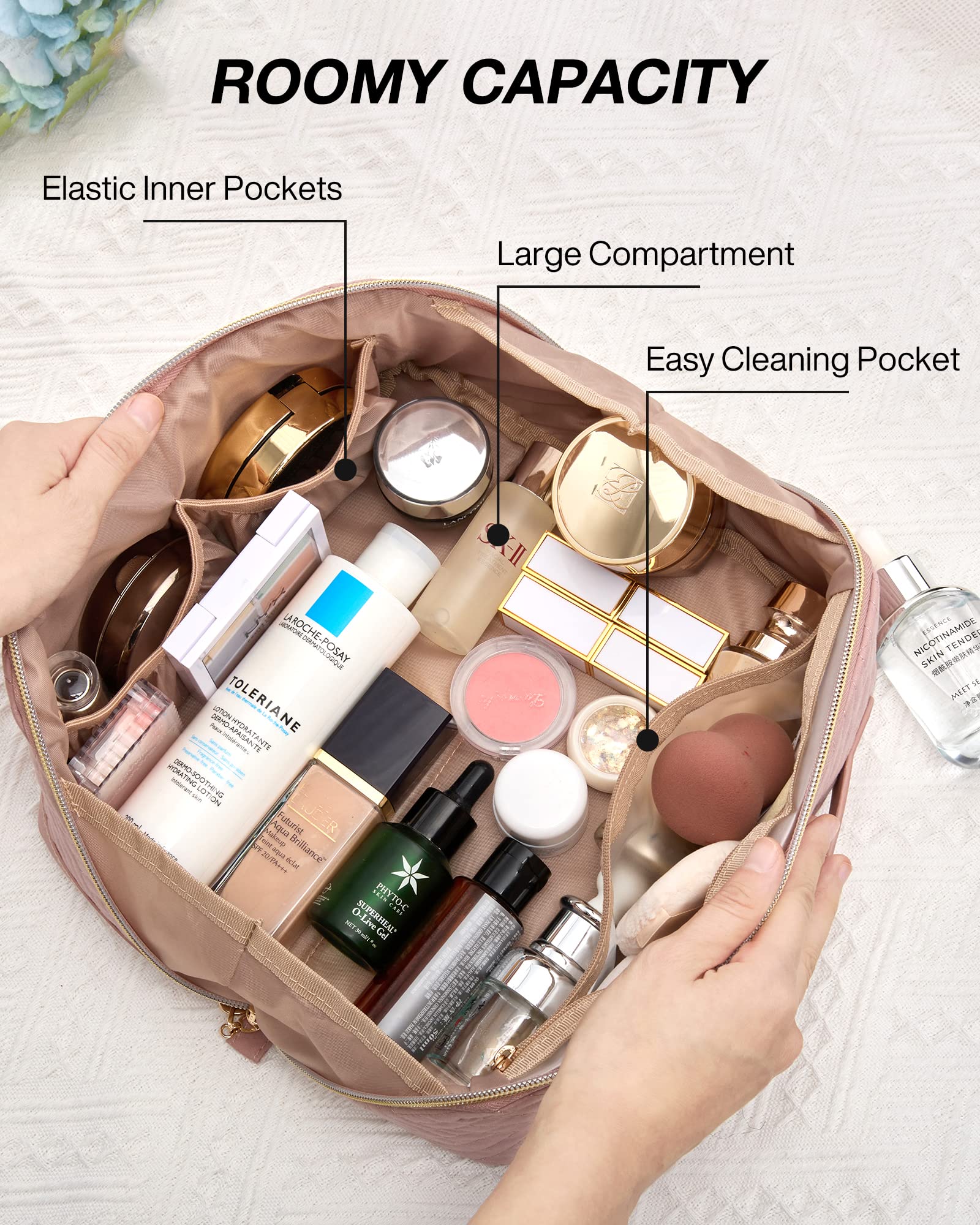 BAGSMART water-resistant makeup bag with top carry handle