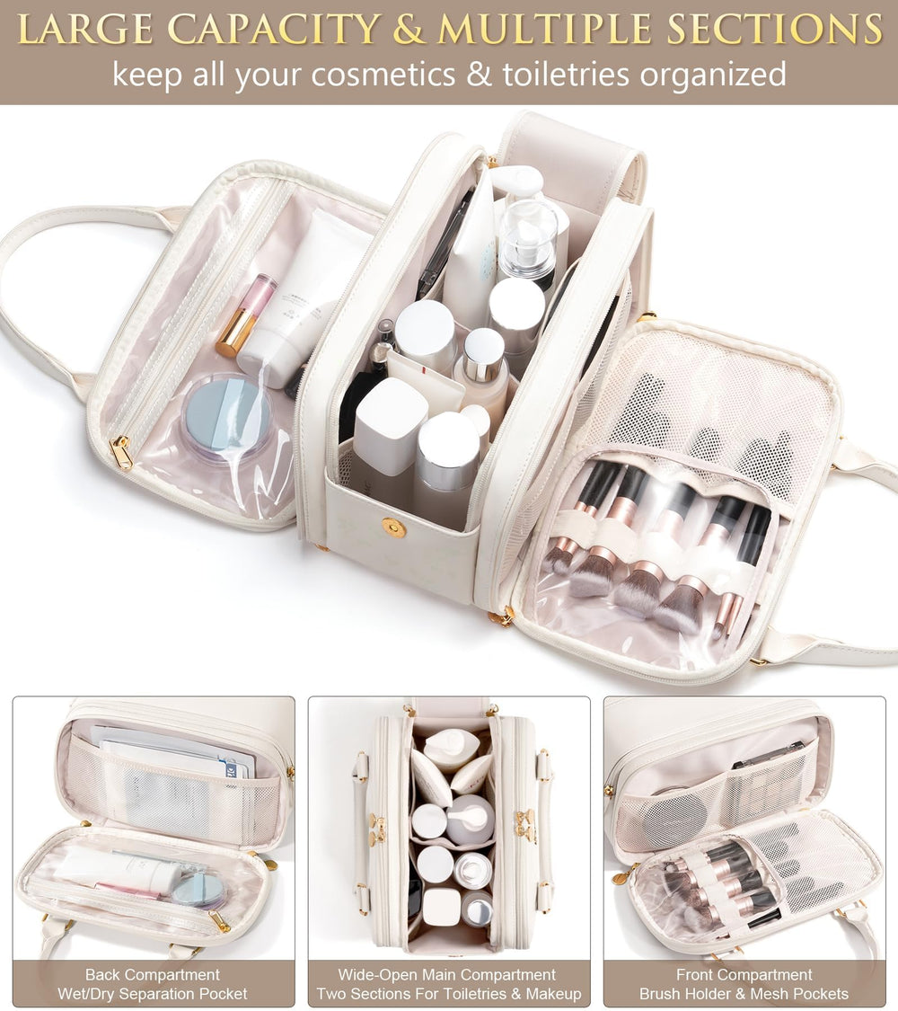 Bagstellar makeup bag top opening zipper provides wide access to contents
