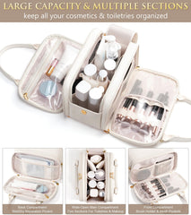 Bagstellar makeup bag top opening zipper provides wide access to contents